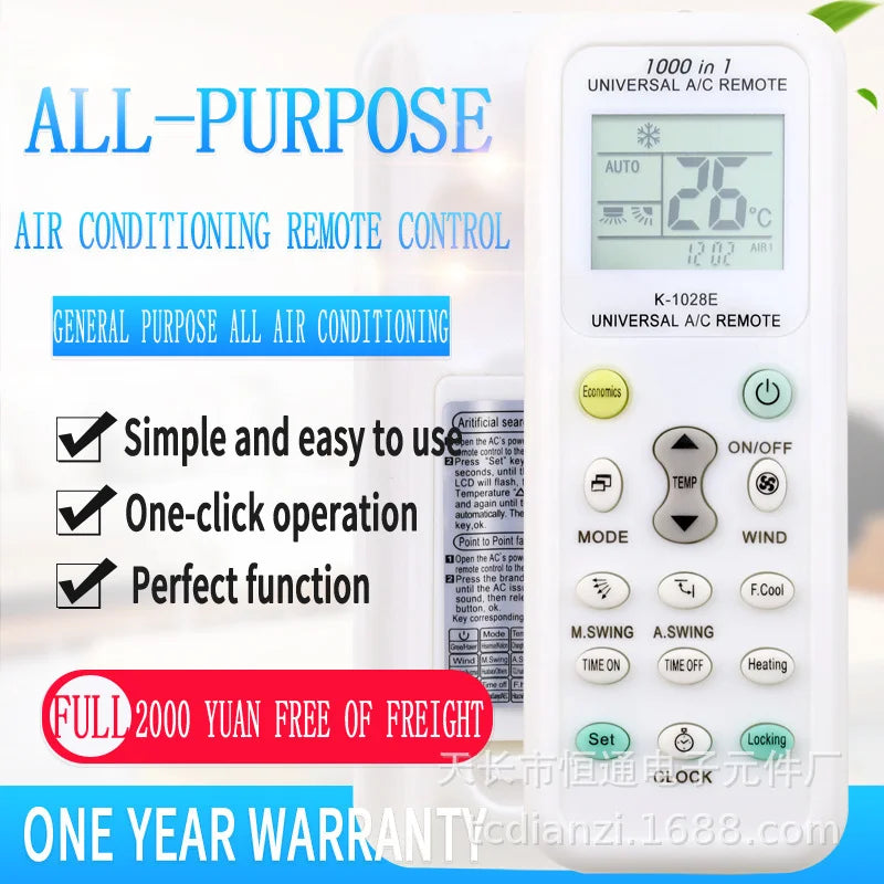 Universal K-1028E Low Power Consumption K-1028E Air Condition Remote LCD A/C Remote Control Controller