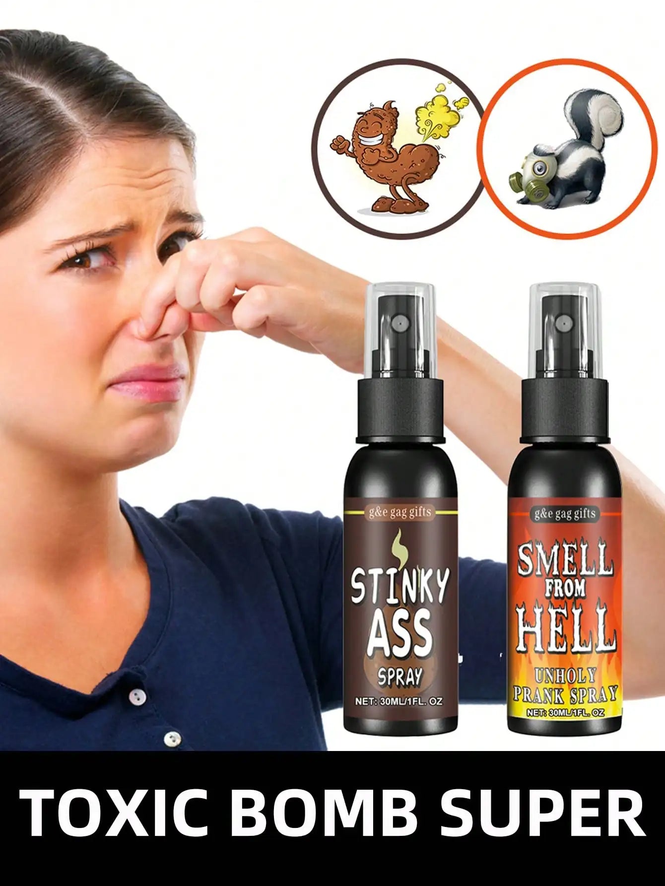 Prank Stink Spray & Fake Poop Bomb, Long Lasting Smell Gag Toy, Funny April Fools' Day Pranks Stress Relief Toy