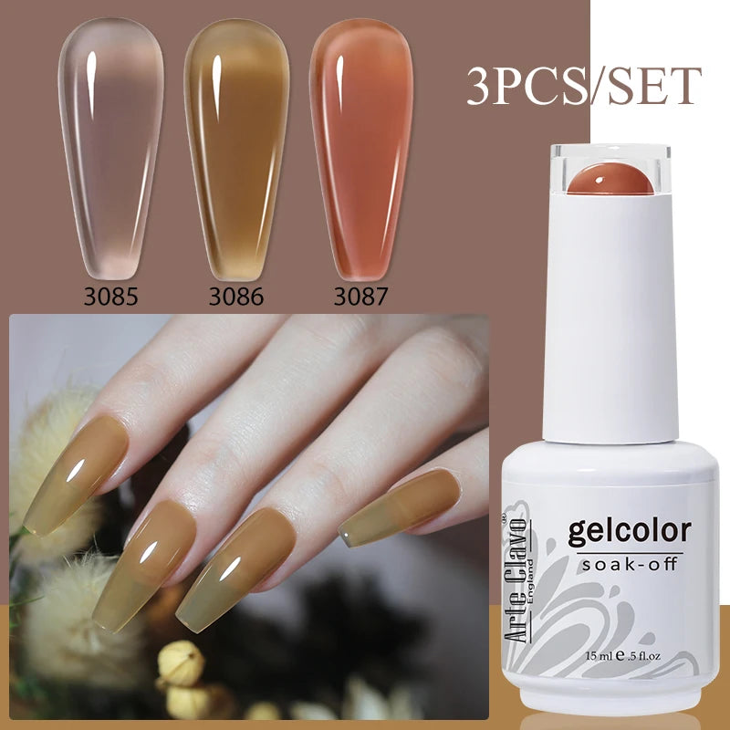 3PCS/Set Arte Clavo Gel Nail Polish Kit 15ml Nail Art UV LED Gel Set For Manicure Long Lasting Gel Polish Set Soak off Varnishes
