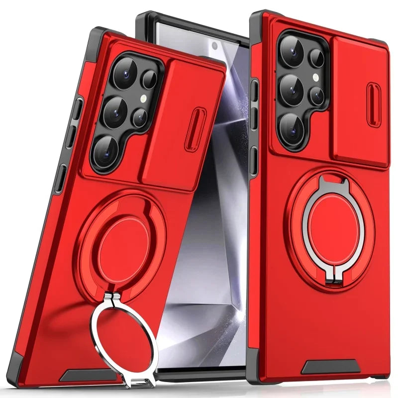 Case For Samsung Galaxy S25 Note 20 Ultra Plus A56 A36 A26 A05 A05S Slide Camera Protect Magnetic holder Armor Shockproof Cover