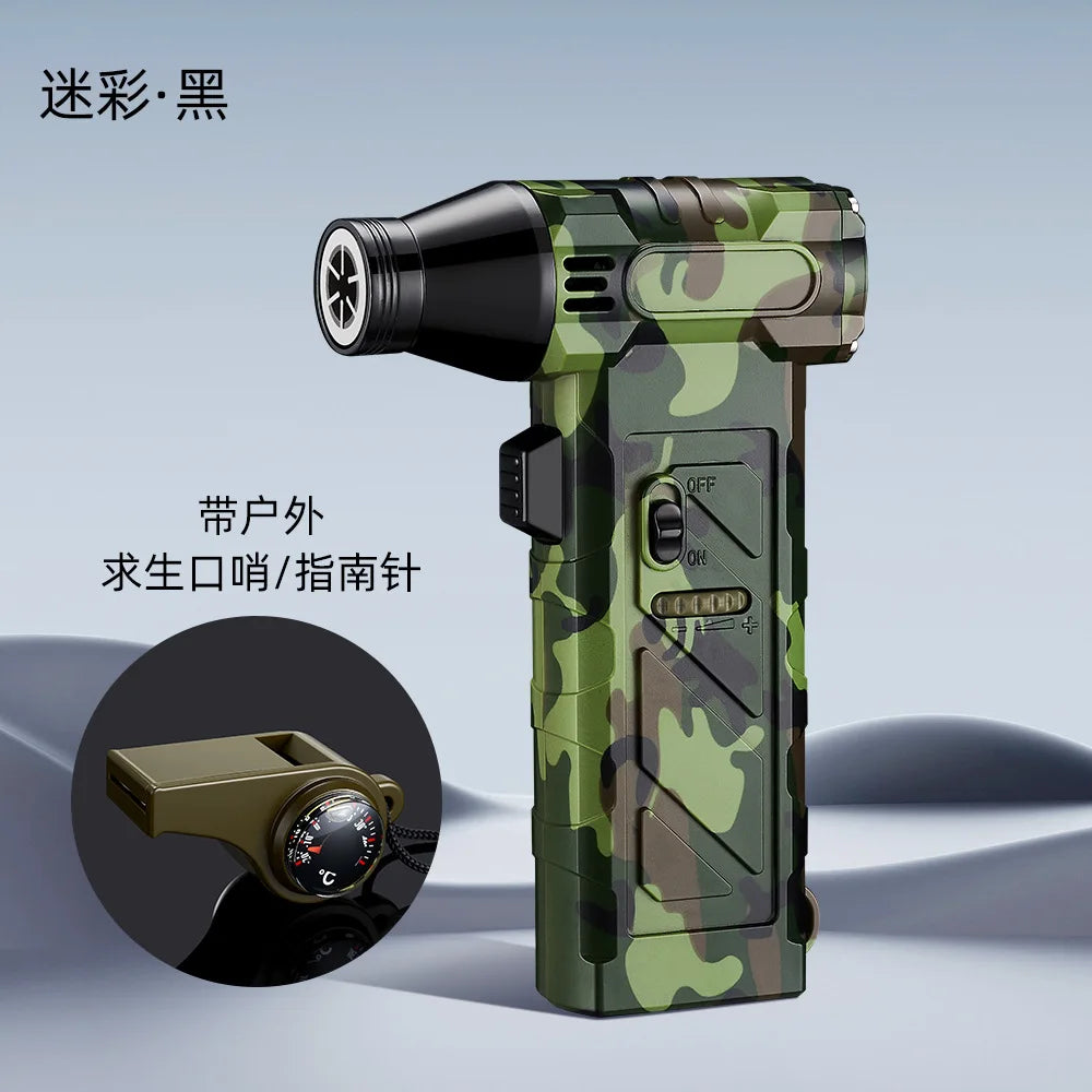 Outdoor Multifunctional Green Flame Butane Torch Lighter Three in One Whistle Lifesaving Whistle and Compass Welding Gun Lighter