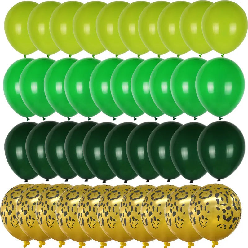 40pcs Retro Dark Green Balloons Set Confetti Balloon Jungle Safari Animal Birthday Party Decorations Kids Boy Baby Shower Favors