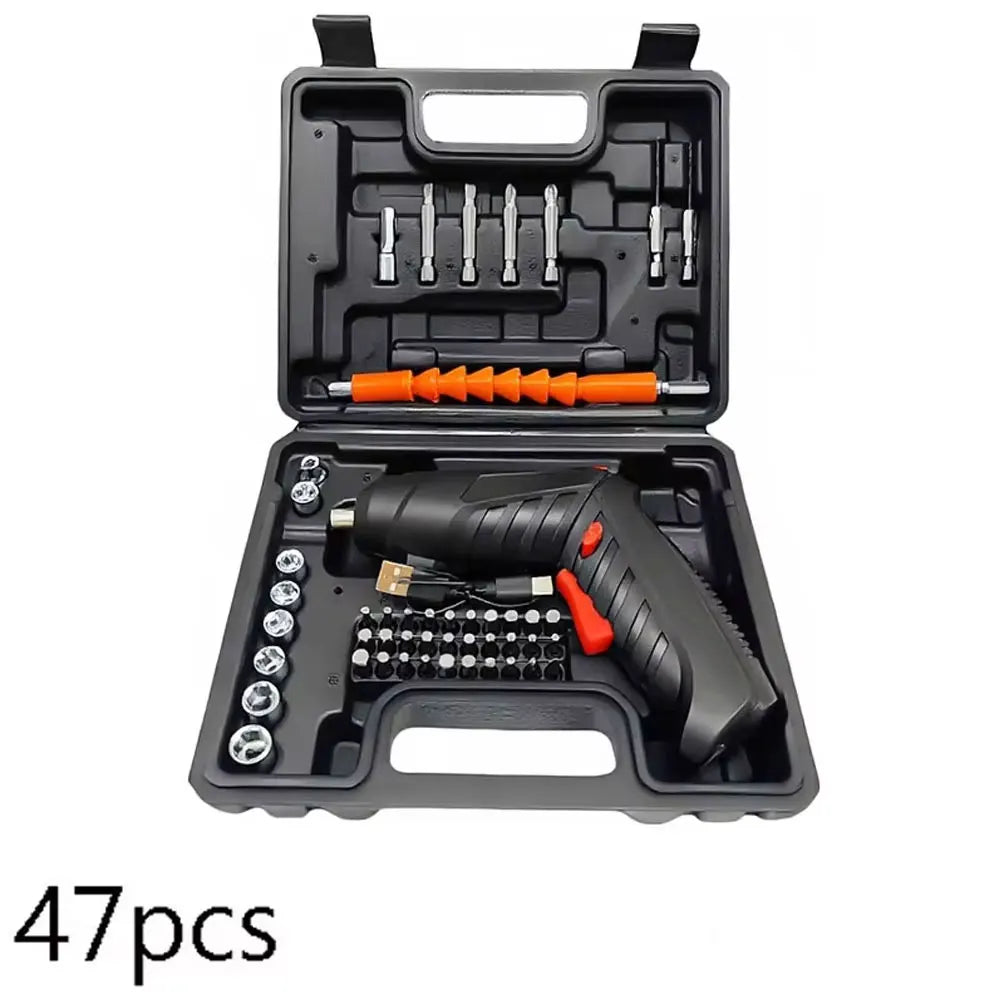 47pcs Rechargeable 36V Cordless Electric Screwdriver Kit Lithium Battery Foldable Power Drill Home Repair Tool Set