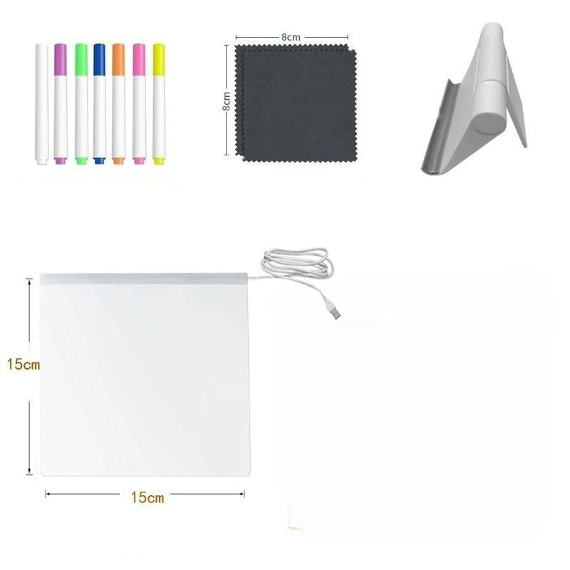 LED Luminous Blackboard Drawing Toys Magic Light Blackboard Graffiti Coloring Art Lamp Acrylic Message Board Montessori Kids Toy