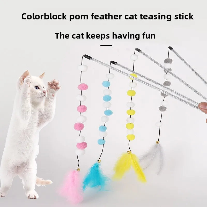 Kitten Cat Teaser Interactive Toy Rod With Bell And Feather Toys For Cats Teaser Interactive Toy Rod Pet Cats Toys Stick
