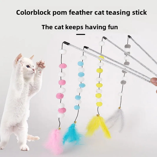 Kitten Cat Teaser Interactive Toy Rod With Bell And Feather Toys For Cats Teaser Interactive Toy Rod Pet Cats Toys Stick