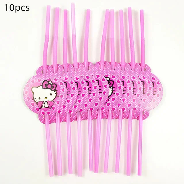 Cute Cartoon Kitty Cat Balloons Set First 5th 6th Birthday Decoration Baby Shower Globos Hello Cake Topper Backdrop Candy Box