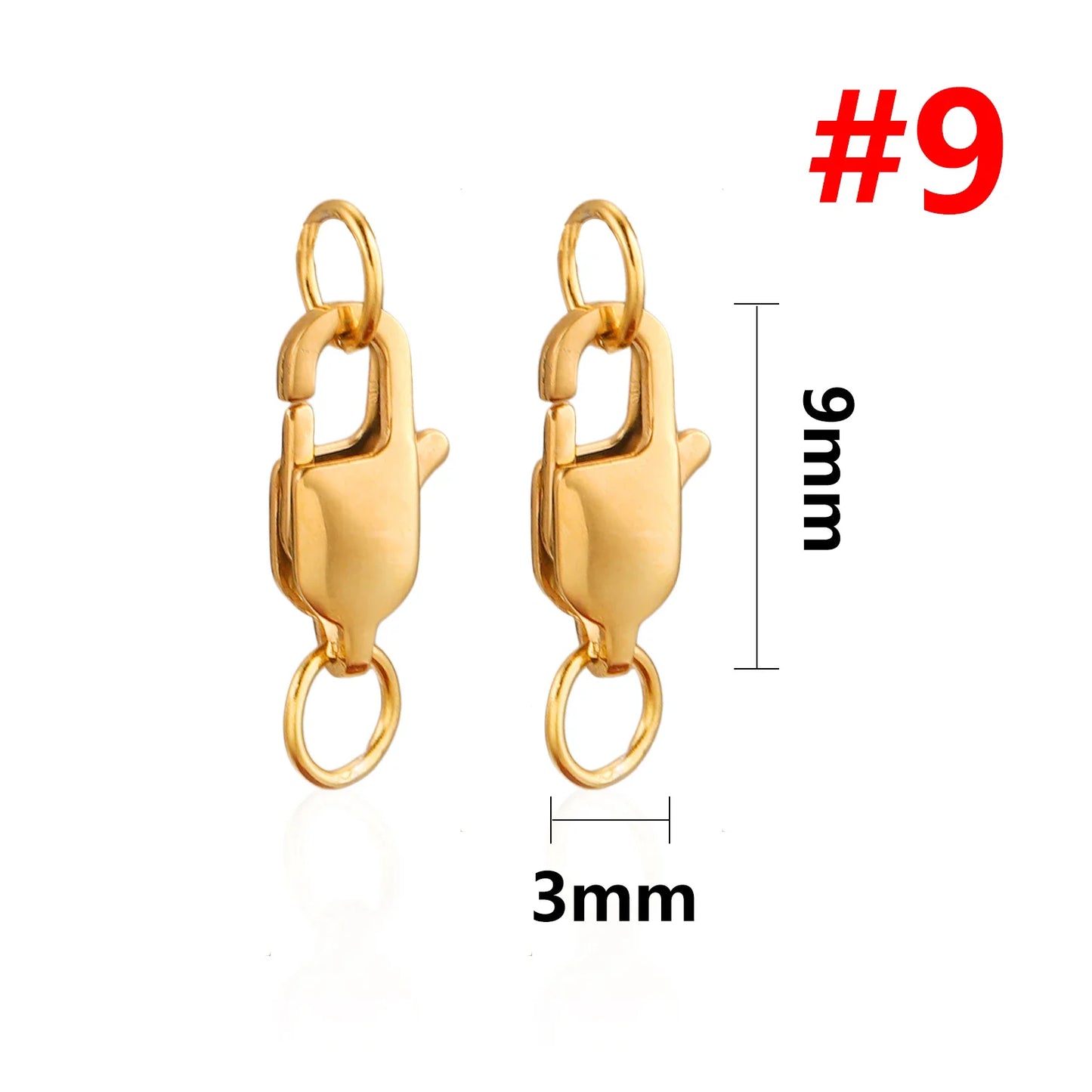 10pcs Gold Plated Stainless Steel Lobster Clasp with Jump Rings For Diy Chain Necklace Bracelet Jewelry Making Findings Suplies
