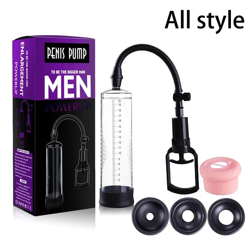 Male Penis Pump Vacuum Dick Extender Penis Enlargement Erotic Sex Toy For Man Cock Increase Length Enlarger Adult Supplies