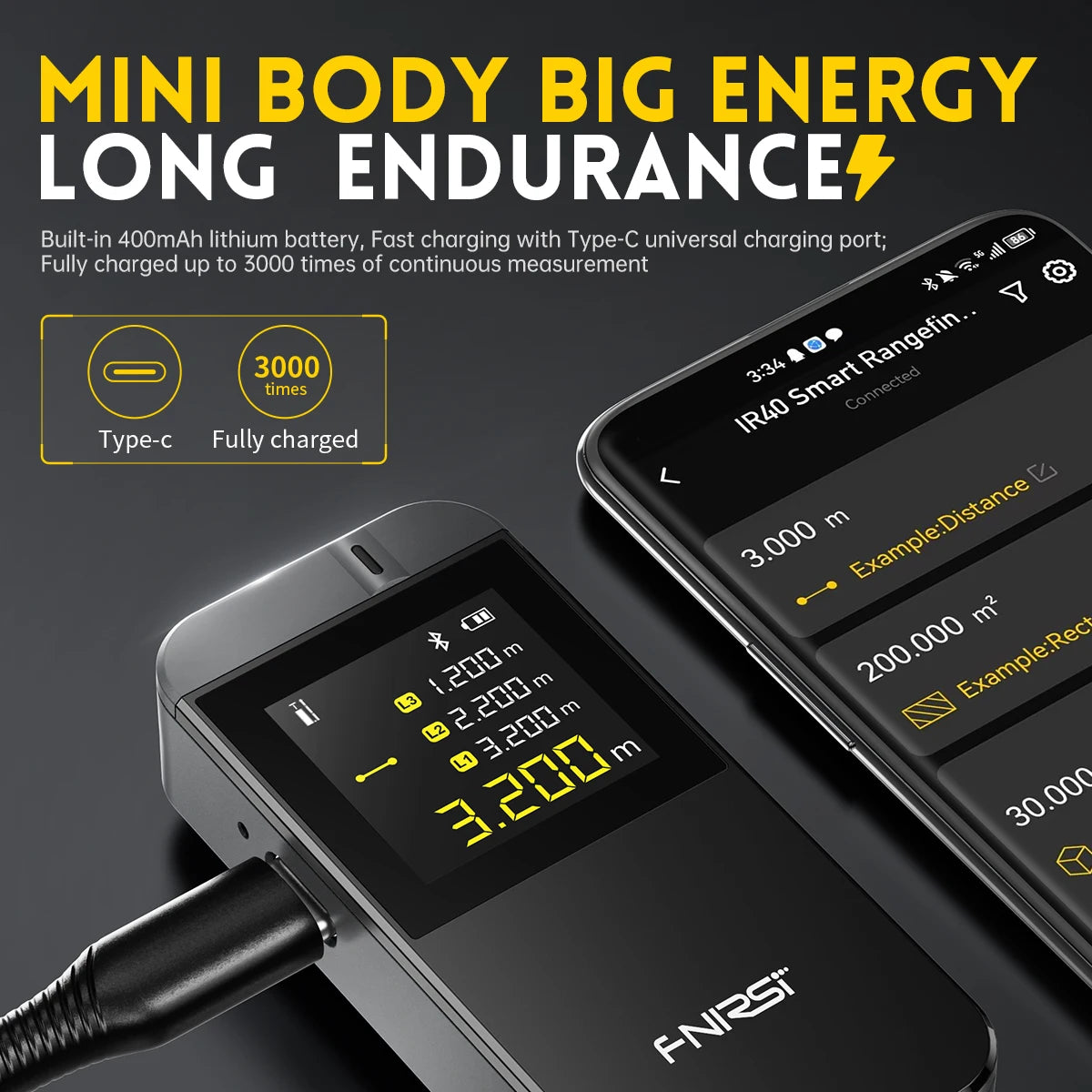 FNIRSI IR40 Smart Laser Rangefinder 40M Laser Tape Measure Digital Distance Meter Metro Laser Digital Accurate APP To Draw