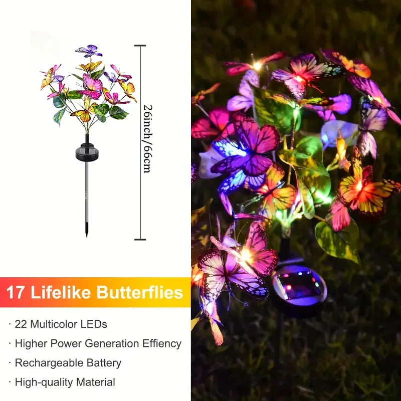 LED Solar Butterfly Flower Light Garden Waterproof Decorative Simulation Butterfly Lawn Lamp For Outdoor Yard Landscape Lighting