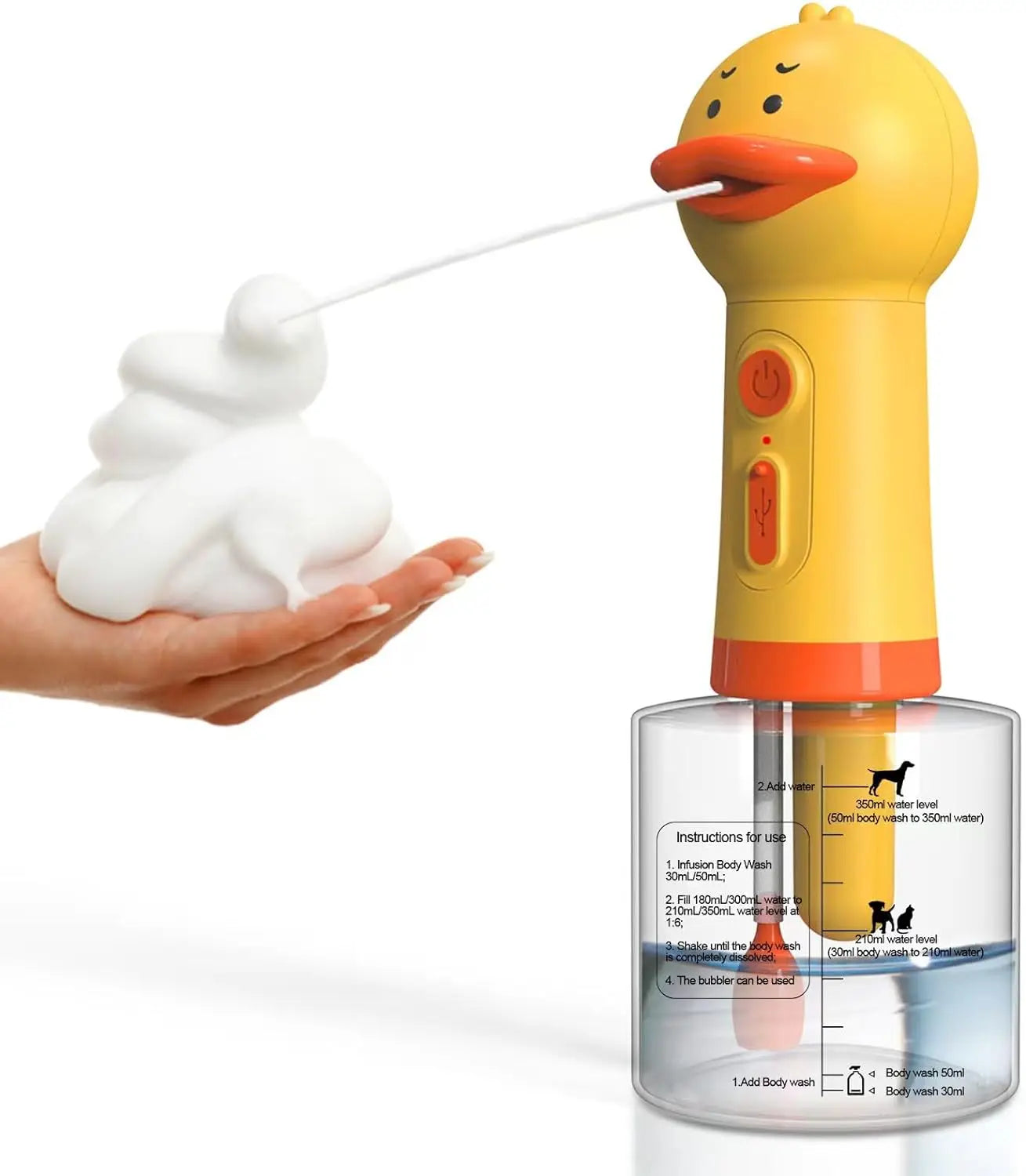 Yellow Duck Pet Cleaning Bathing Electric Foam Machine Usb Charging Automatic Soap Dispenser Foam Machine Pet Accessories