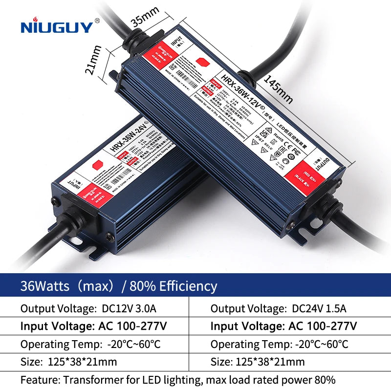 AC/DC waterproof lighting power supply IP6712V 24V outdoor LED driver 600W 500W 400W 300W 200W 100W transformer power supply