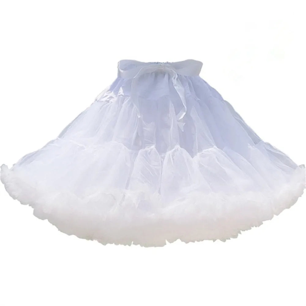 White Black Crinoline Underskirt Skirt 2-layers Of Lace Petticoat Women Fluffy Tutu Skirt For Mini Skirt Rock Ladies Club Outfit