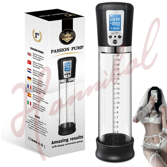 Hannibal LCD Electric Penis Pump Penis Enlargement Extend Pump Penis Trainer Male Masturbators Cup Dick Pump Sex Toys for Men
