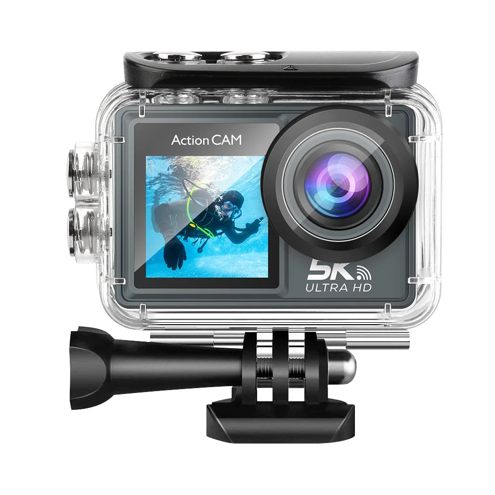 5K Action Camera 4K60FPS Dual IPS Touch LCD WiFi 170° DVR Action Cam 30M Waterproof 5X Zoom Sports Camera With Remote Control
