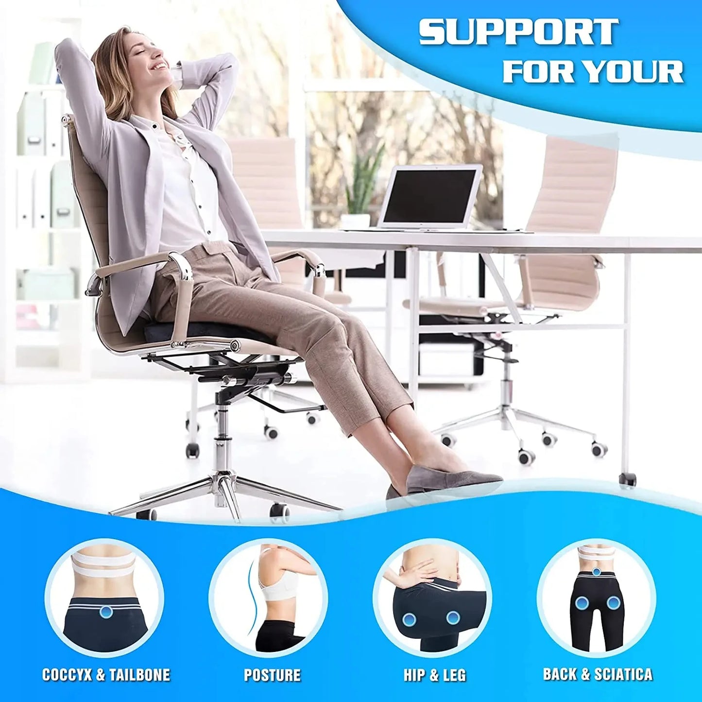 Seat Cushion Office Chair Cushions Pillow Memory Foam Seat Cushion for Home Memory Foam Pad Back Pain Relief