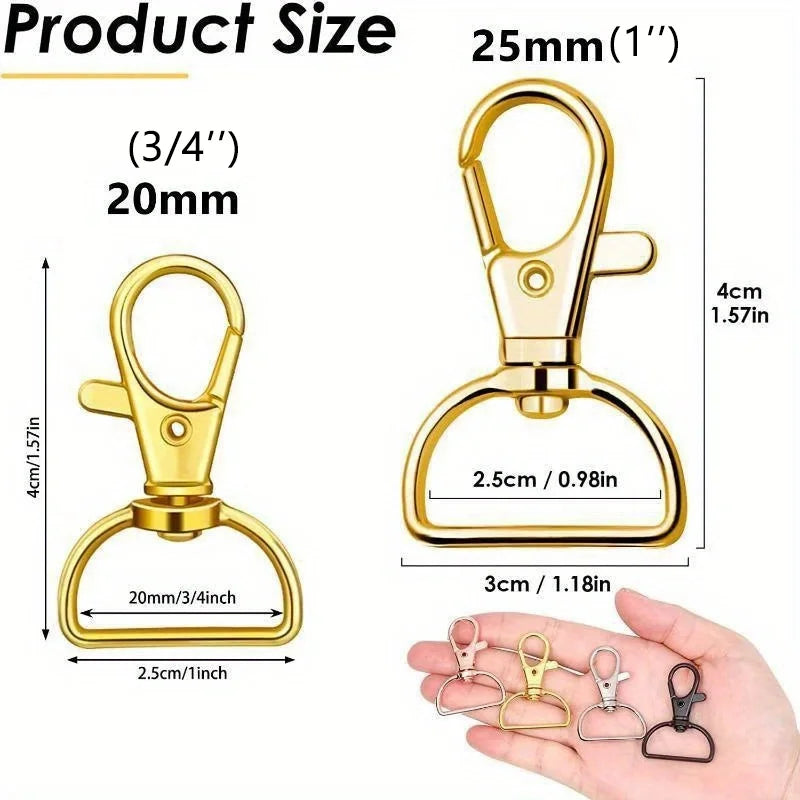 10pcs Swivel Clasps Snap Hooks Metal D Ring Key Chain Clip Hooks Lobster Key Chain DIY Making Accessories for Purse Handbag
