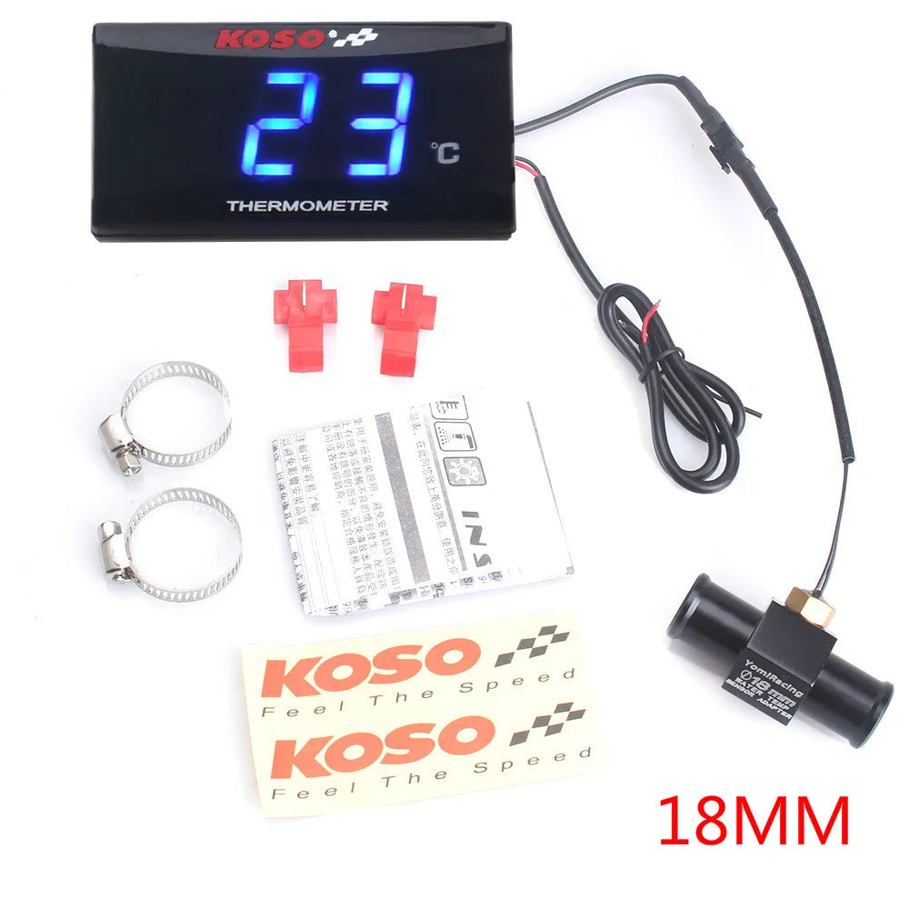 Universal Motorcycle Thermometer Instruments Water Temp Temperature Digital Display Meter Gauge Sensor Adapter For KOSO