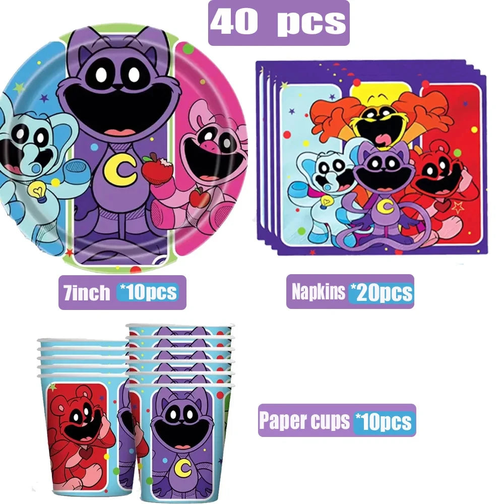 Smiling Critters Catnap Party Supplies Disposable Cup Plates Balloons Banners Cake Decorations Kid Boy Birthday Gift Baby Shower