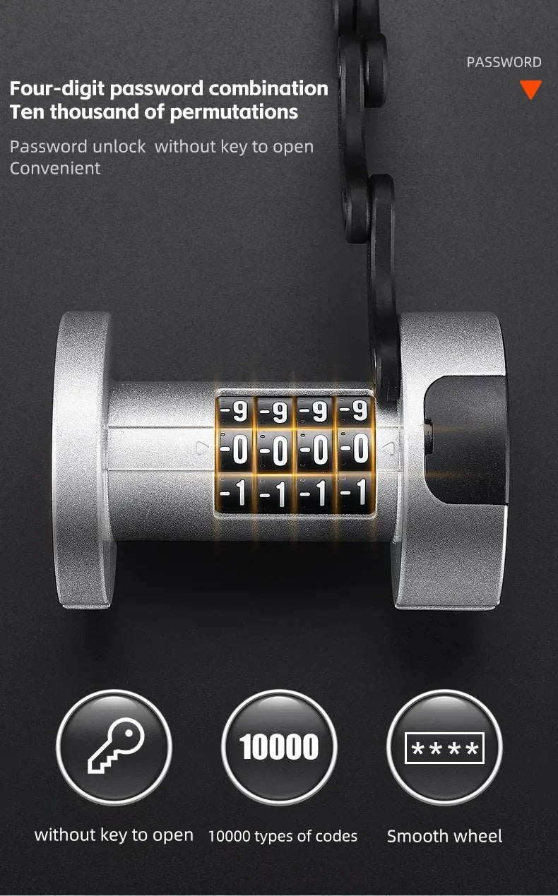 WEST BIKING Folding Bike Lock Combination Anti-theft Lock Portable E-Bike Heavy Duty Chain Lock Bicycle Cycling Accessories