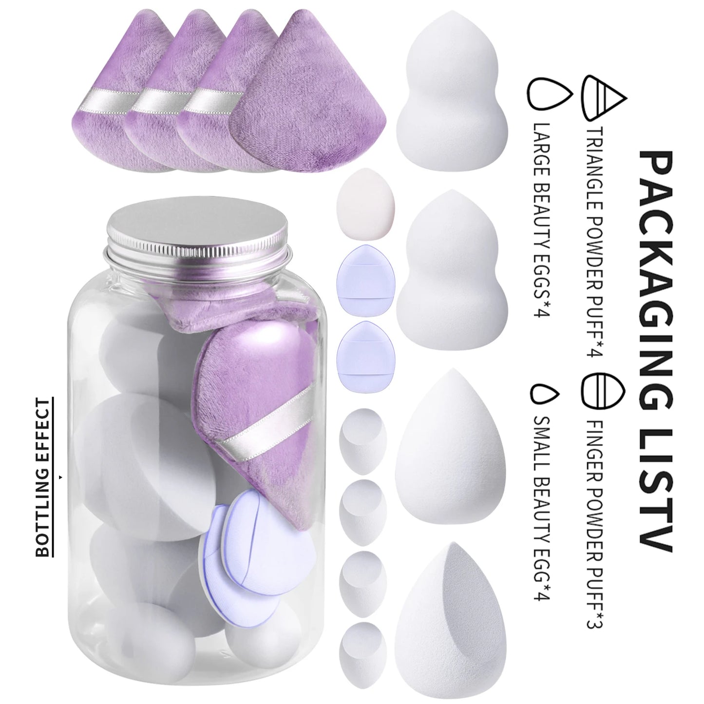 Powder Puff, 15pcs Creative Used for various shapes Storage bucket Dry & Wet Use Powder Puff For Makeup, Foundation