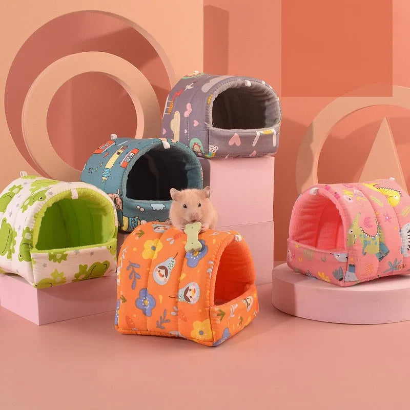 Soft Hamster House Rabbit Rodent Guinea Pig Rat Cage Nest Small Animal Sleeping Bed Winter Warm Cotton Mat Accessories Hedgehog