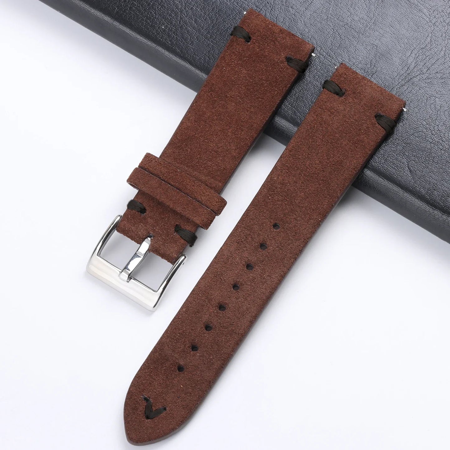 Soft Suede Watch Band 18mm 20mm 22mm Leather Strap Brown Blue Black Belt Replacement for Seiko Quick Release Men Women Bracelet