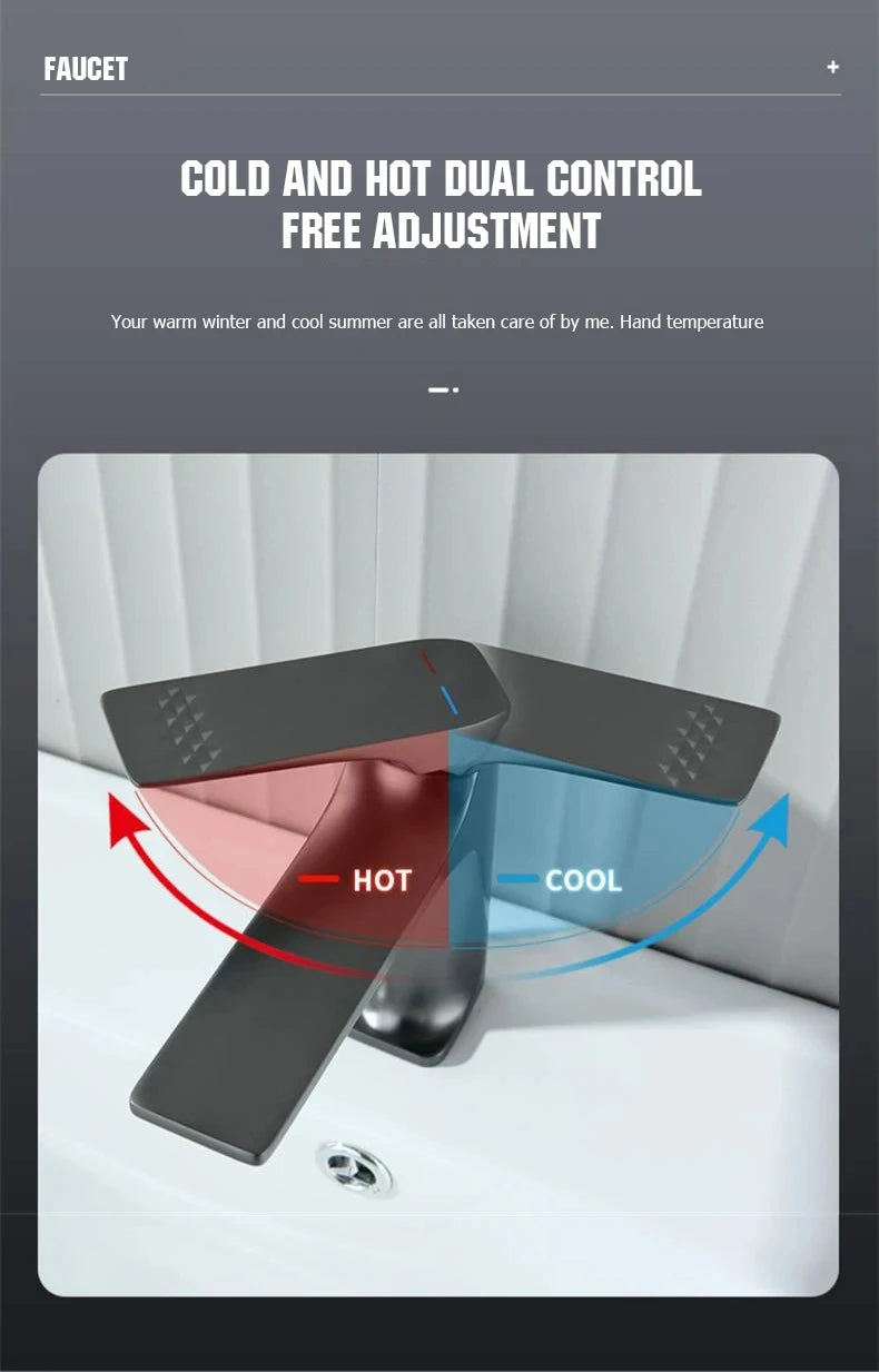 Brass Core Modern Bathroom Sink Faucet Single Handle Deck Mounted Wash Basin Water Tap Hot And Cold Mixer