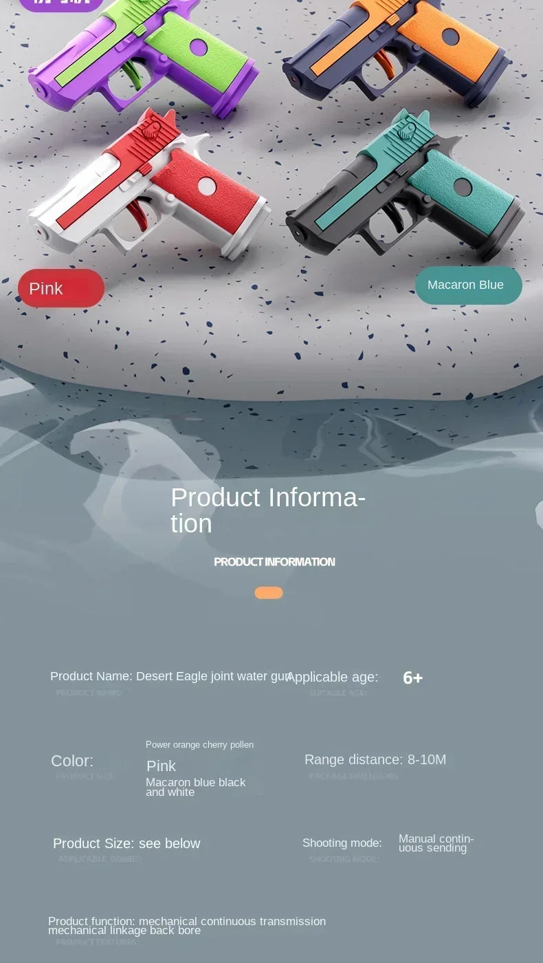 Desert Eagle Large Water Gun Capacity High Voltage Linkage Continuous Fire Glock Summer Water Battle Beach Children's Water Gun