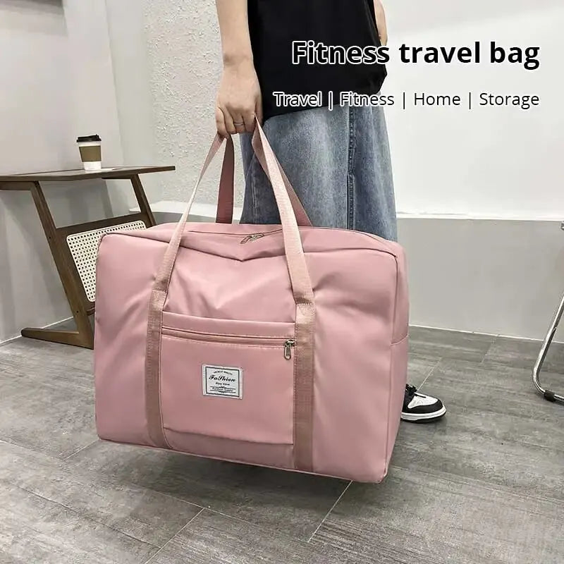 1pc Pink/Blue/Grey Travel Large Capacity Storage Bag Zipper Portable Sports Bag Versatile Gym Handbag Small, Medium, and Large