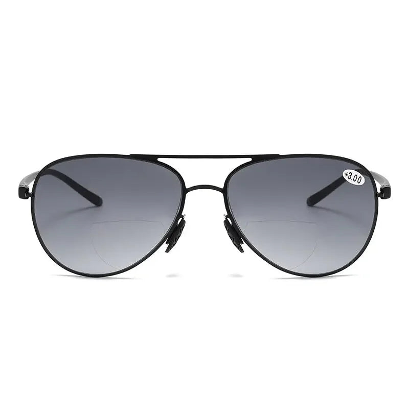 Bifocal Reading Glasses Men Fashion Double Bridge Sunglasses Male Look Far and Near Anti Glare Hyperopia Eyeglasses +100 To +350