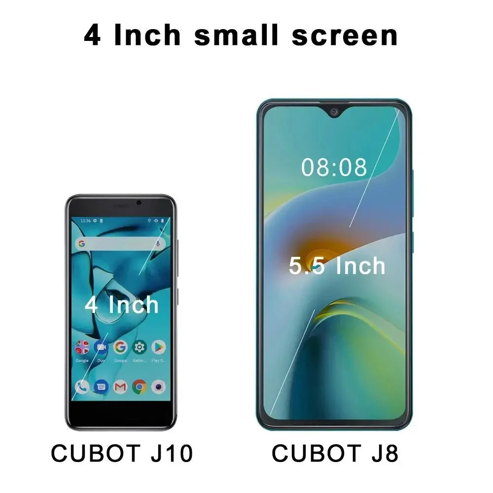 Cubot J10 Smartphone, 4-Inch Mini Phone, 2350mAh 32GB ROM 5MP Rear Camera Google Android 11 Dual SIM Card Face ID 3G Telephone