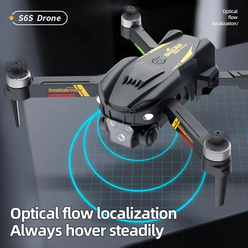 Hot Shark Drone S6S Brushless Professional 8K HD Camera WIFI FPV Obstacle Avoidance Optical Flow RC Foldable Quadcopter Toys