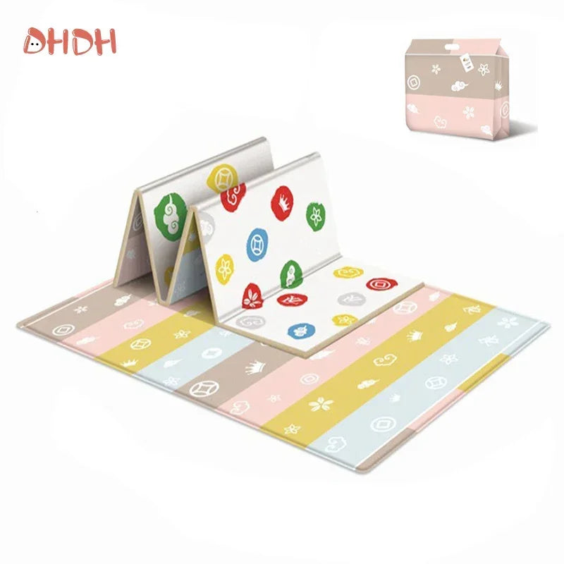 177*64cm Baby Play Mat Foldable Waterproof Children Carpet Double-Sided Pattern Educational Outdoor Camping Mat Easy to Carry