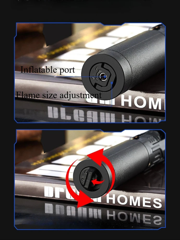 New High Temperature and High Power Spray Gun Lighter Metal Windproof Flame Spray Cigar Outdoor Butane Inflatable Torch Lighter