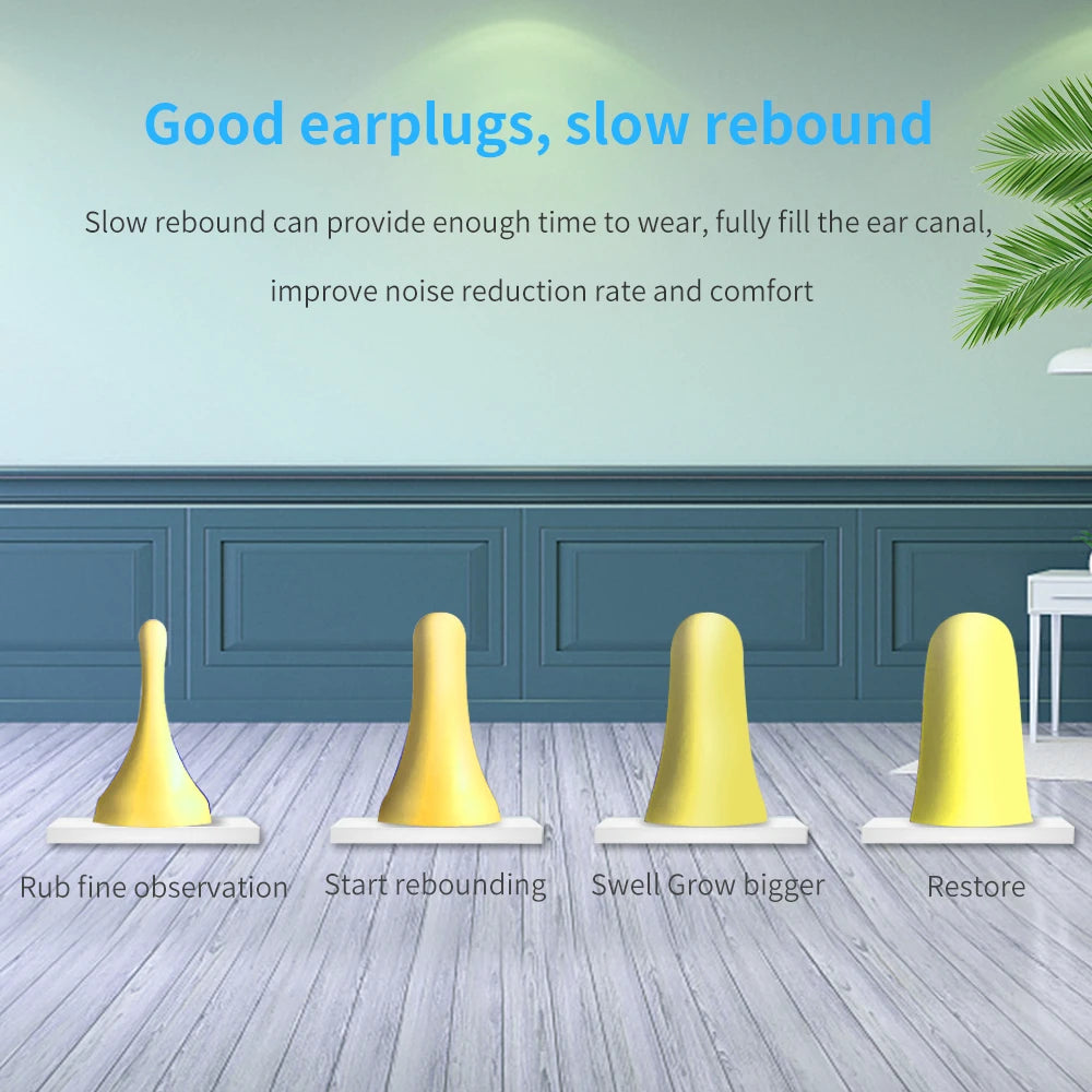 TISHRIC Earplugs Soft Sponge Ear Plugs Noise Reduction Sleeping Earplug  Travel Noise Reduction Rate 35.5db Sound Insulation