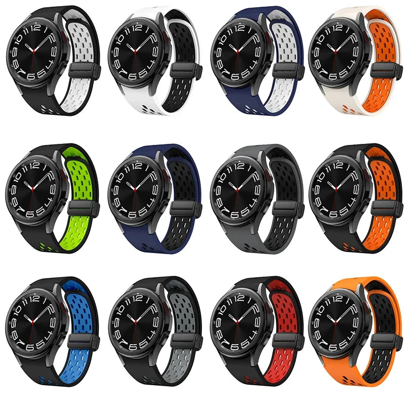 Silicone Strap for Samsung Galaxy Watch 7 6 5 4 40mm 44mm 5Pro 45mm Magnetic Buckle No Gaps Band 6 Classic 43mm 47mm 42 Bracelet