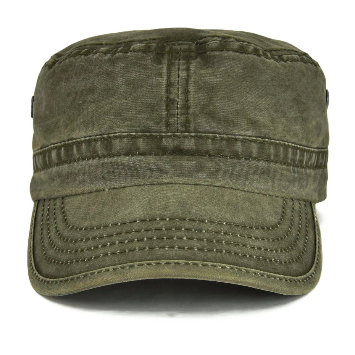 VOBOOM Washed Cotton Military Cadet Army Caps for Men Unique Design Adjustable Vintage Flat Top Hats with Air Hole