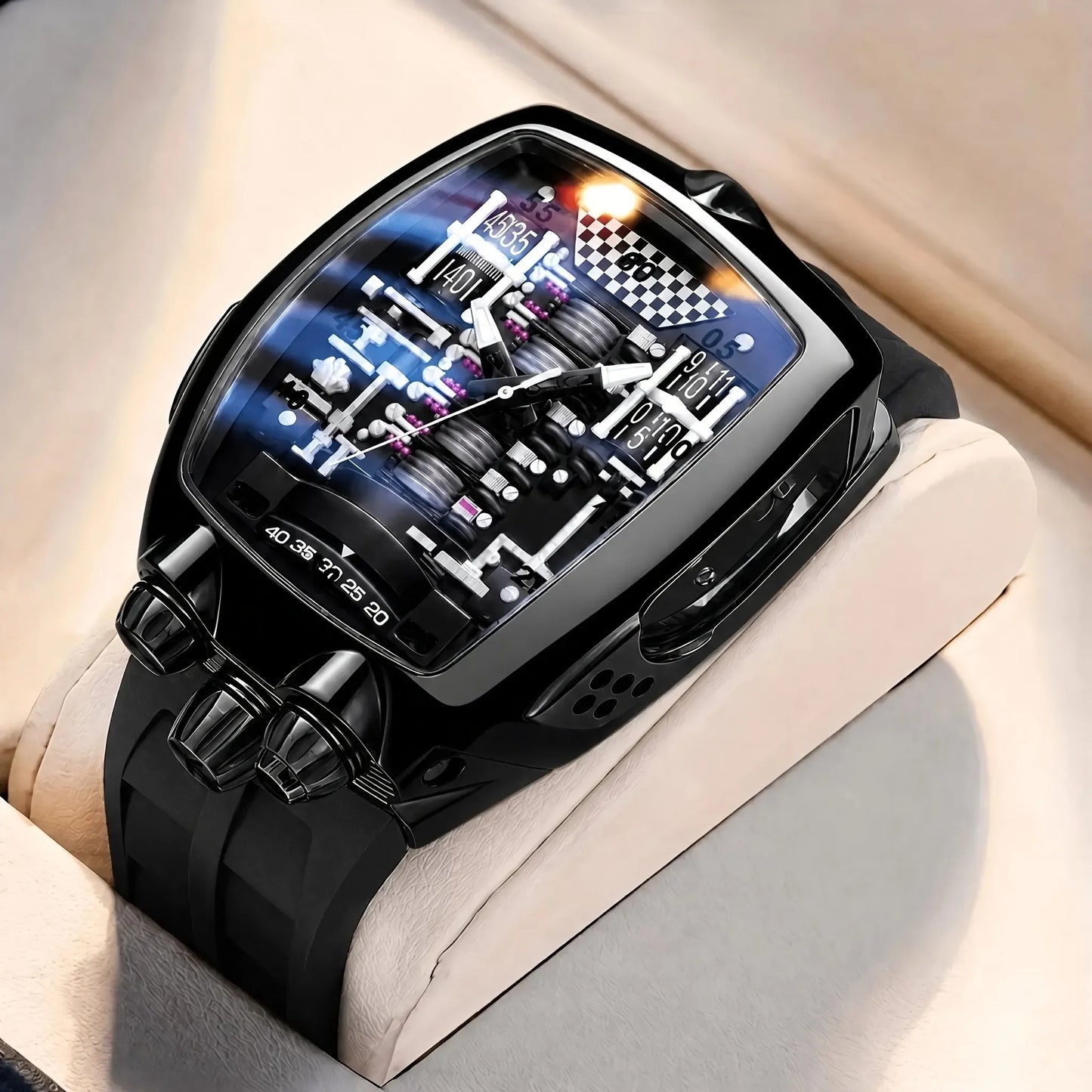 1pcs Men's black dial alloy strap vintage fashion tonneau sporty details Quartz Watch for business party holiday