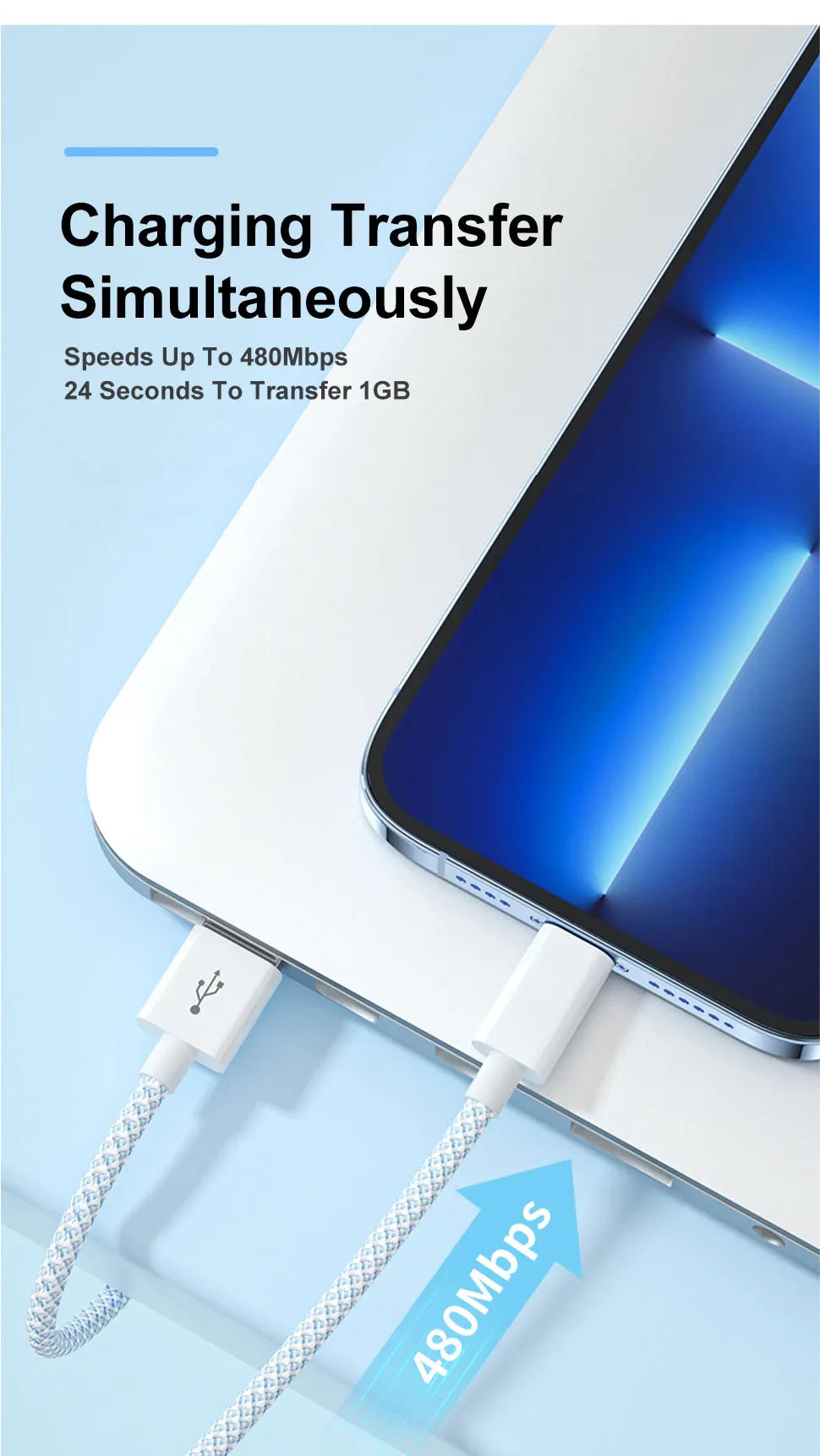 20W PD USB to Lightning Charger Cable for iPhone 14 13 12 11 Pro Max Mini Fast Charge for Apple X XS XR 8 Plus SE Braided Cable