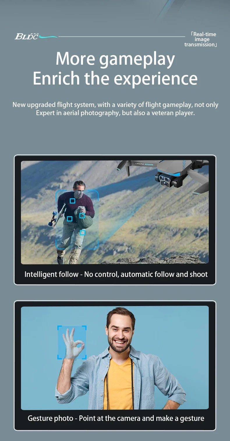 Hot Drone AE7 Pro Brushless Professional 8K HD Camera WIFI FPV Obstacle Avoidance Optical Flow RC Foldable Quadcopter Toys