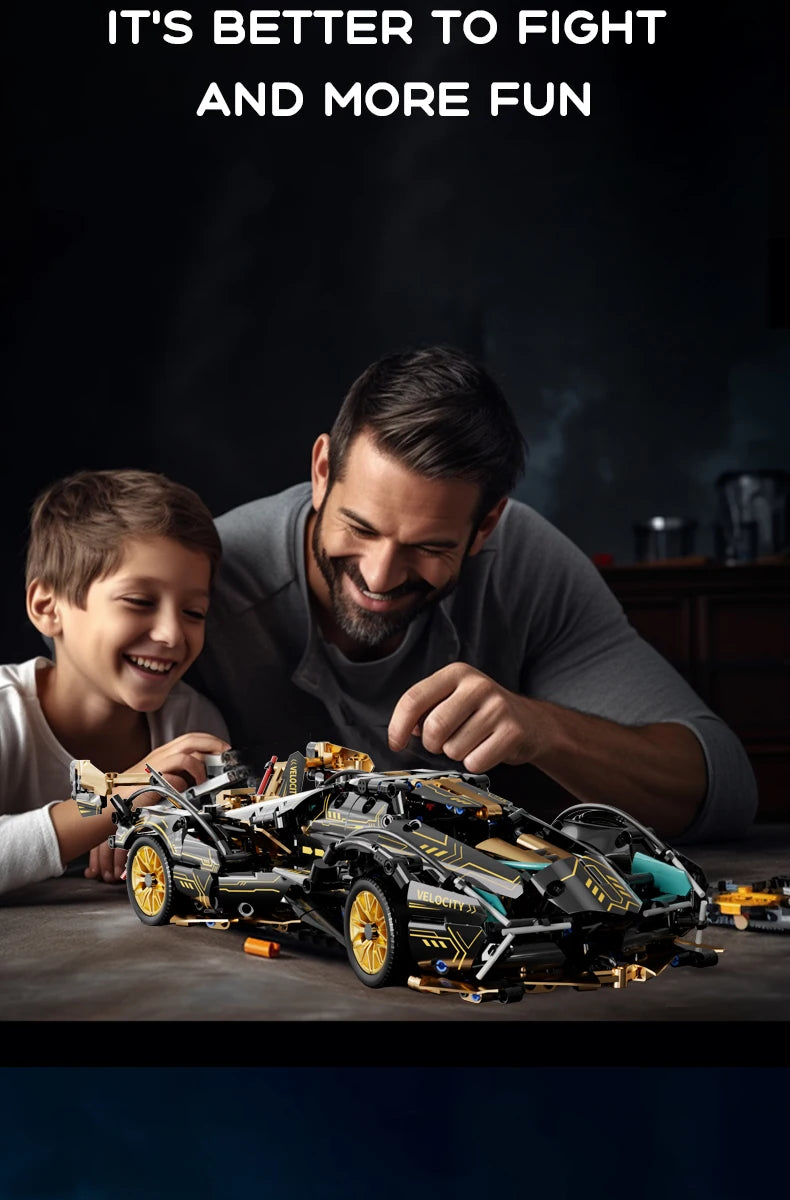 1:14 Building Block Car Cool Technology Design Optional Power Group Birthday Christmas Gift for Friends or Kids （1280+granule）