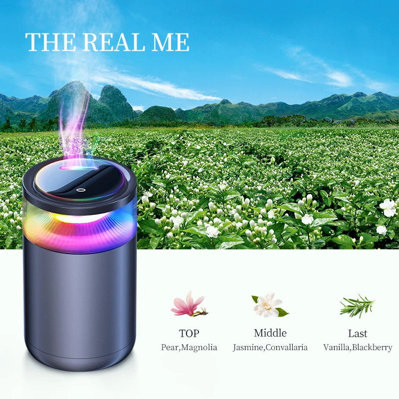Smart Car Fragrance Diffuser Rechargeable  Cloud Mist Ultrasonic Auto On/Off RGB Long Lasting Premium Scents Interior Deodorizer