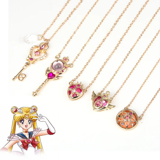 Anime Sailor Moon Necklace Love Wings Magic Stick Pendant Necklace Girl Jewelry Gift Cosplay Prop Choker