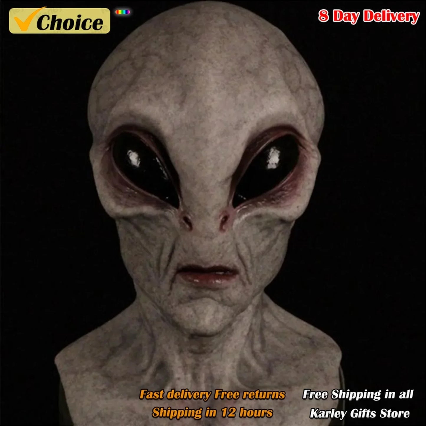 Halloween Alien Mask Scary Horrible Big Eyes Horror Alien Mask Full Head Latex Mask Mask Monster Mask Gifts