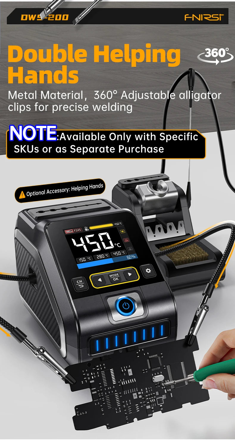 FNIRSI DWS-200 200W Rework Soldering Station C210/C245 Handle with Soldering Helping Hand Electronic Welding Repair Solder Tools