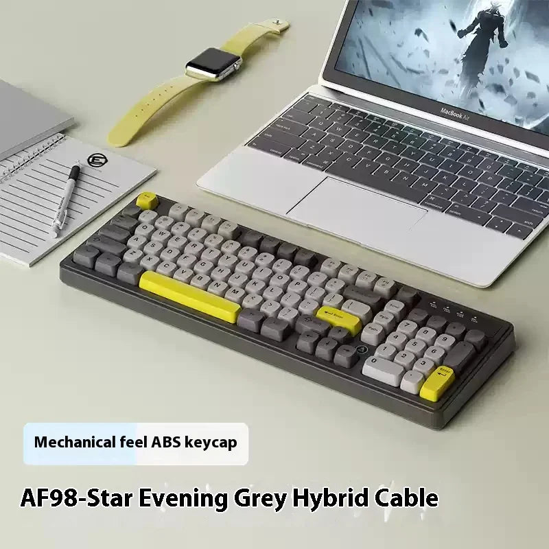 Ajazz Af98 Wireless Bluetooth Three-Mode Keyboard E-Sports Game Special Mechanical Touch Typing Office Computer Wired Keyboard