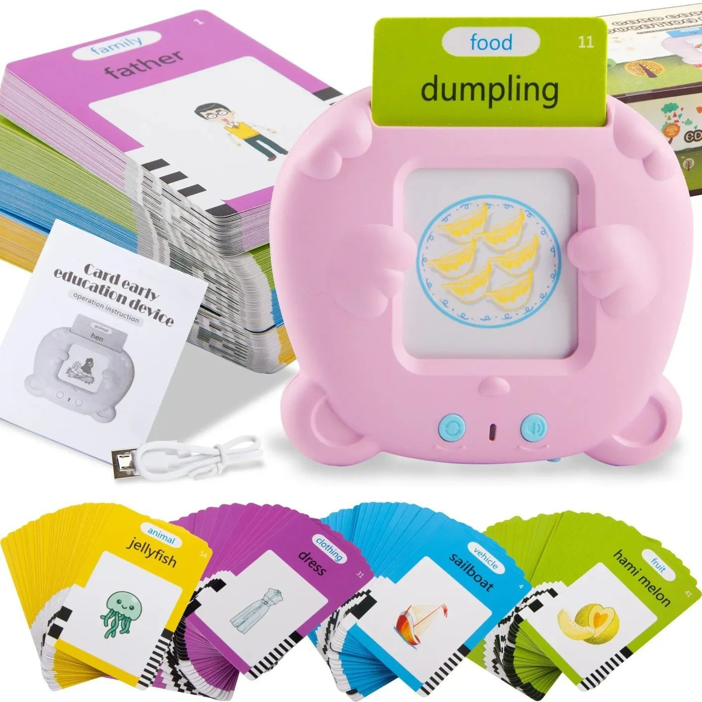Flash Card Learning Toys Early Education Talking Flashcards for Kids Preschool English Electronic Audio Book Machine Gift