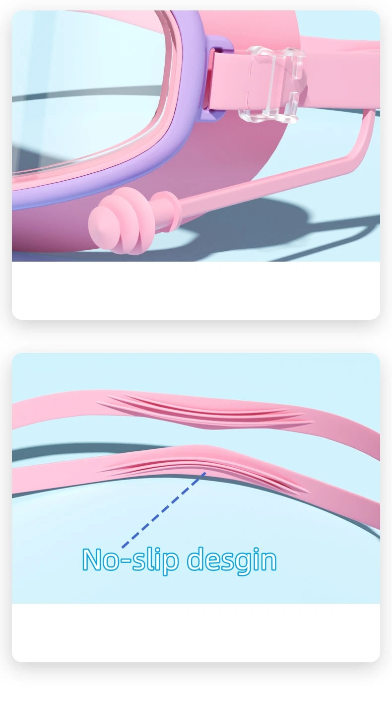 Kids Swimming Goggles Big Frame HD View Anti-fog Waterproof Children's Swim Goggles Boys and Girls Multi-color to Choose